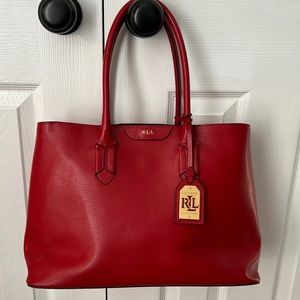 Lauren Ralph Lauren Tate City Tote Bag in Red